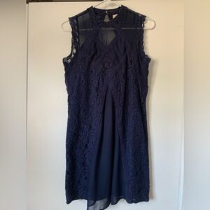 Lovely Navy Lace Self Esteem Sleeveless Dress Size M EUC